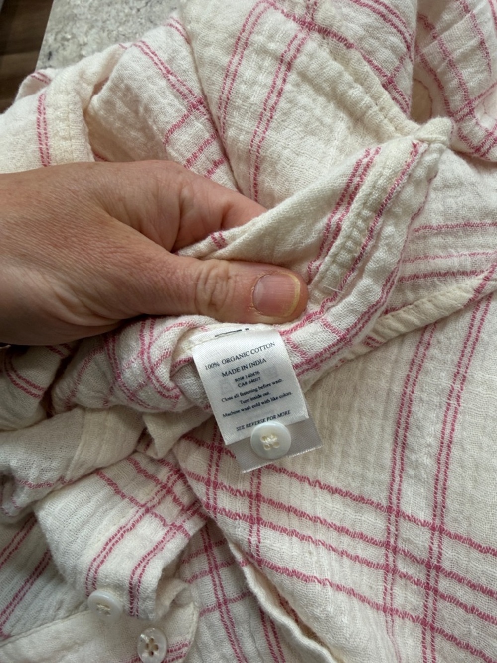 Faherty Dune Cotton Gauze Relaxed Shirt Rose Cove Plaid Long Sleeve Top Medium - Picture 6 of 11